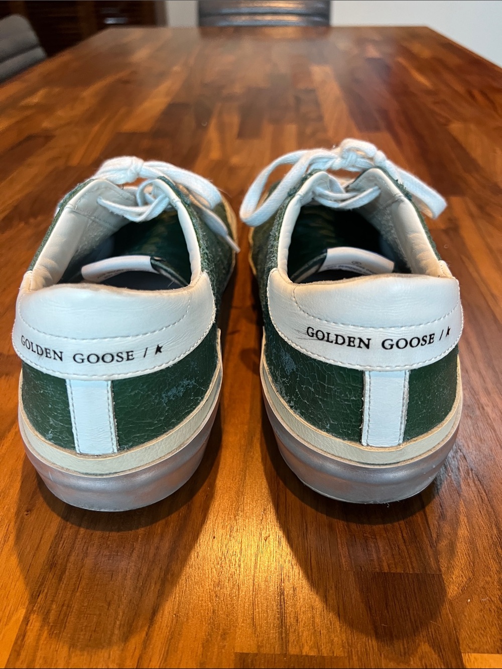 Golden Goose Green Leather Low-Top Sneakers with White Accents - Picture 4 of 6